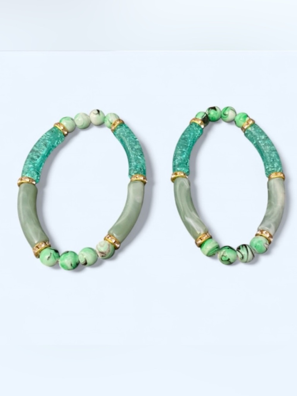 Artisan Teal and Green Beaded Bracelet